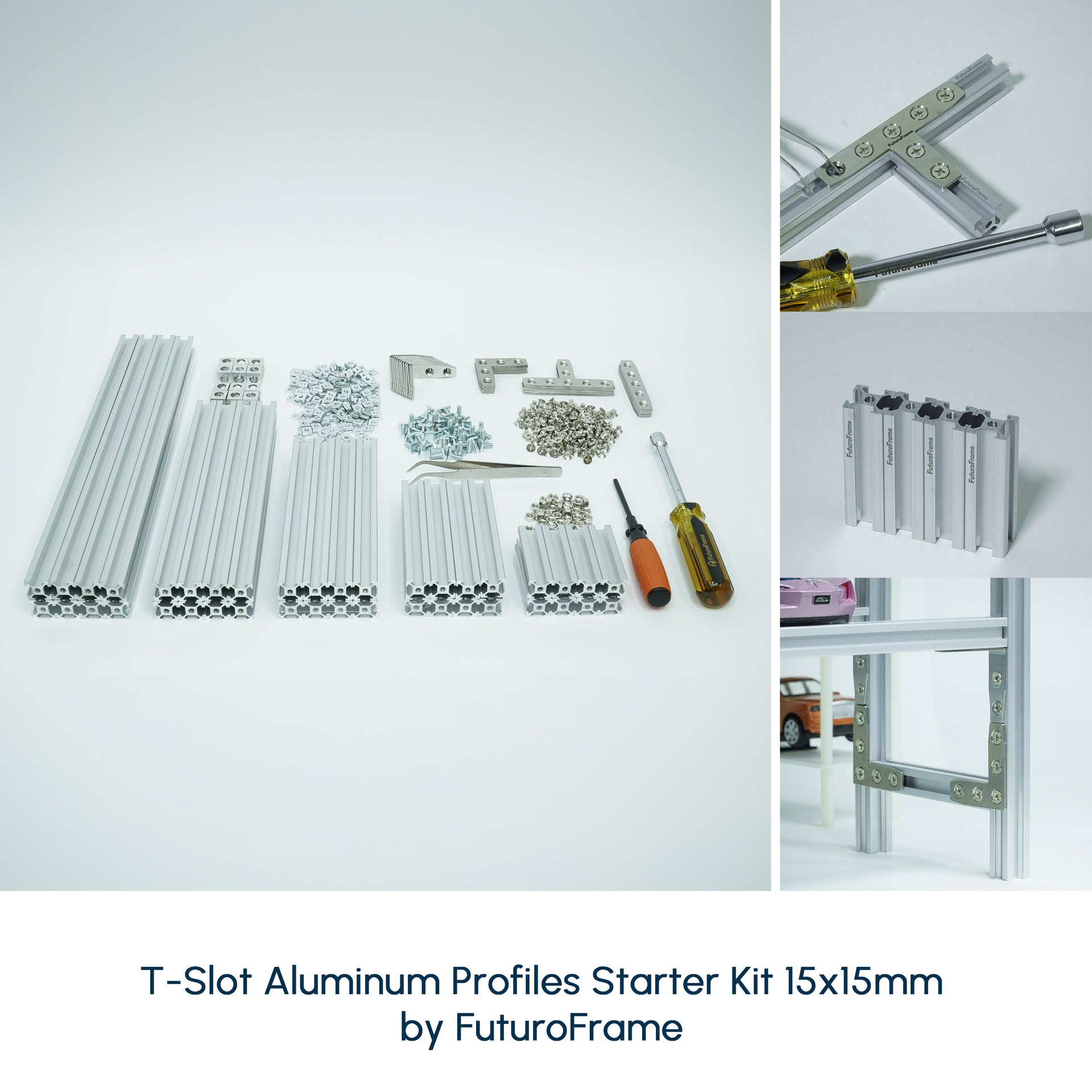 Threadstarter Slot 15x15mm Starter Kit - miniature t-slot aluminum extrusions– FuturoFrame ...